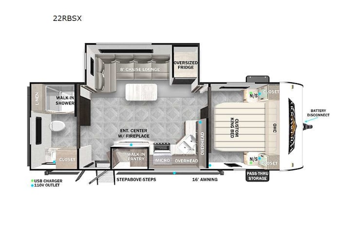 Representative floor plan provided by a trusted RVshare partner.