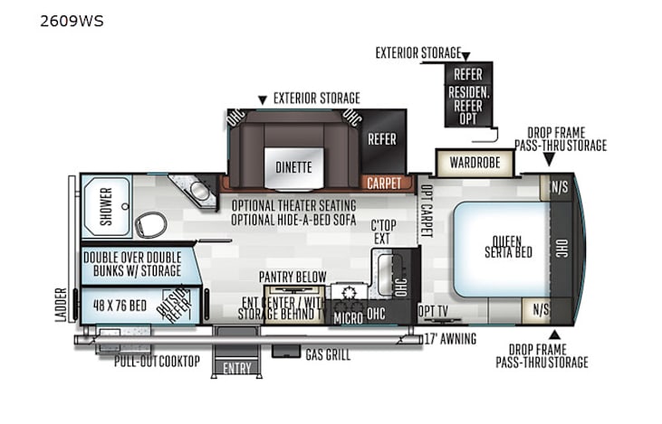 Representative floor plan provided by a trusted RVshare partner.