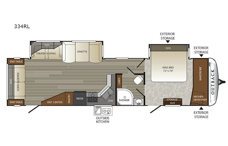 Representative floor plan provided by a trusted RVshare partner.