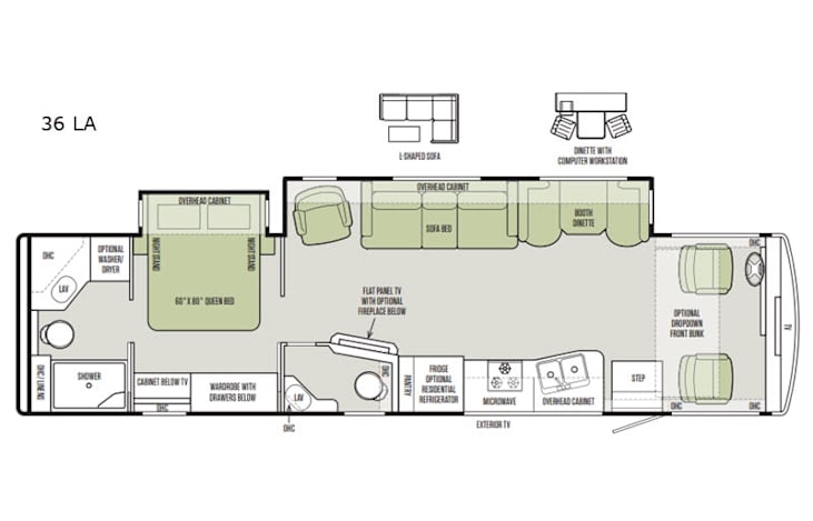 Representative floor plan provided by a trusted RVshare partner.