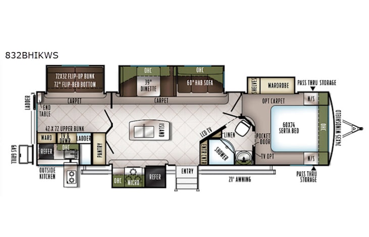 Representative floor plan provided by a trusted RVshare partner.