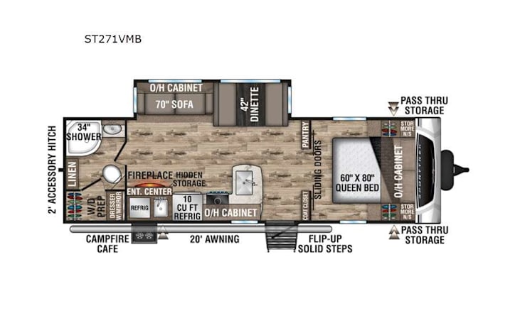 Representative floor plan provided by a trusted RVshare partner.
