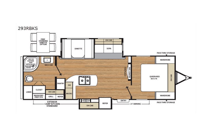 Representative floor plan provided by a trusted RVshare partner.
