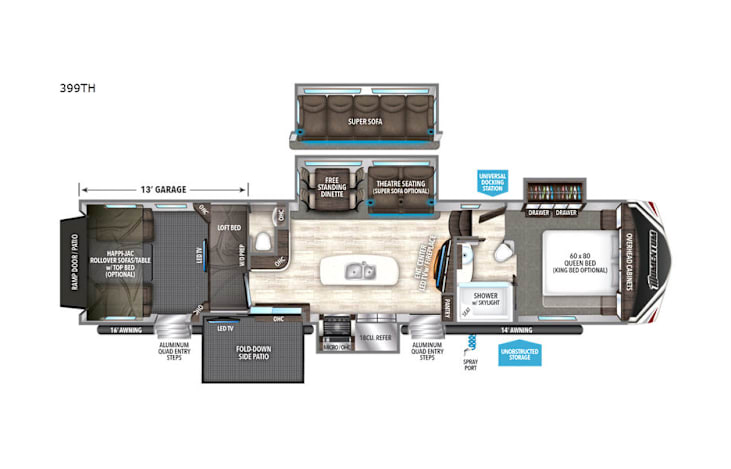 Representative floor plan provided by a trusted RVshare partner.