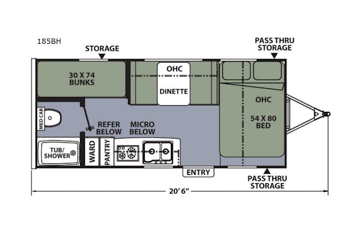 Representative floor plan provided by a trusted RVshare partner.