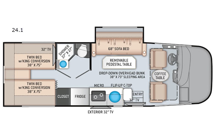 Representative floor plan provided by a trusted RVshare partner.