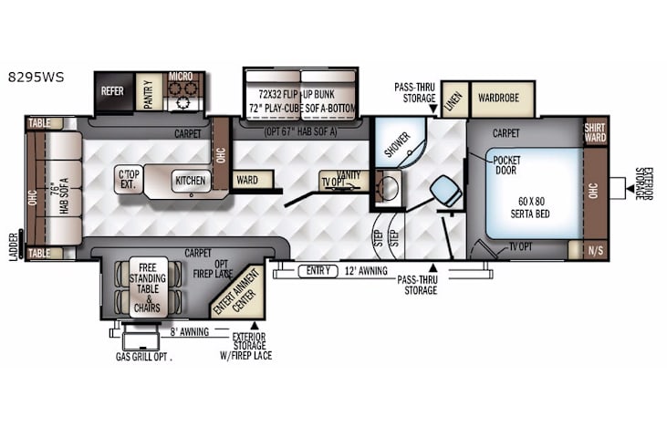 Representative floor plan provided by a trusted RVshare partner.