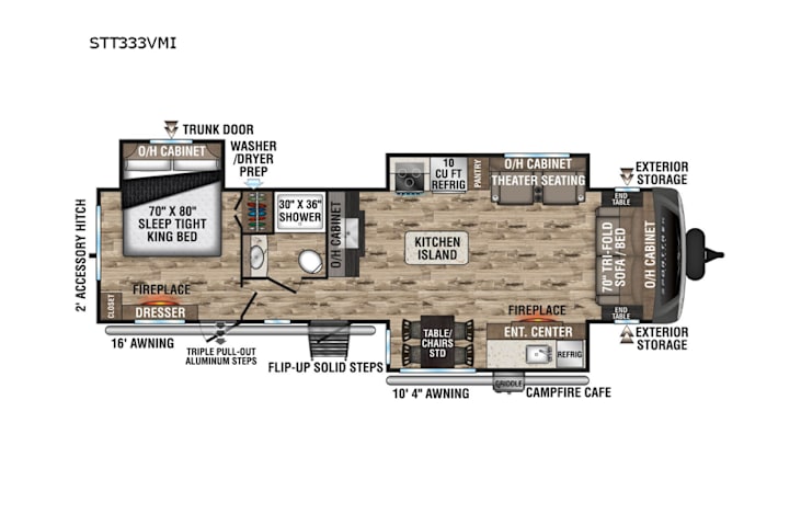 Representative floor plan provided by a trusted RVshare partner.