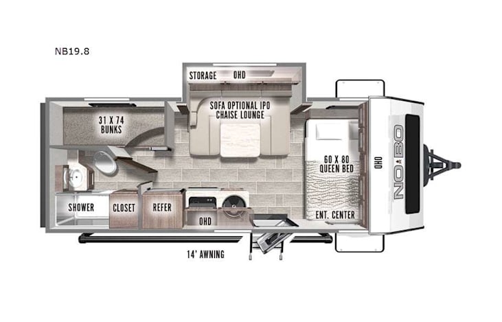 Representative floor plan provided by a trusted RVshare partner.