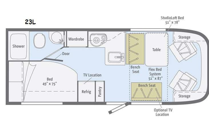 Representative floor plan provided by a trusted RVshare partner.