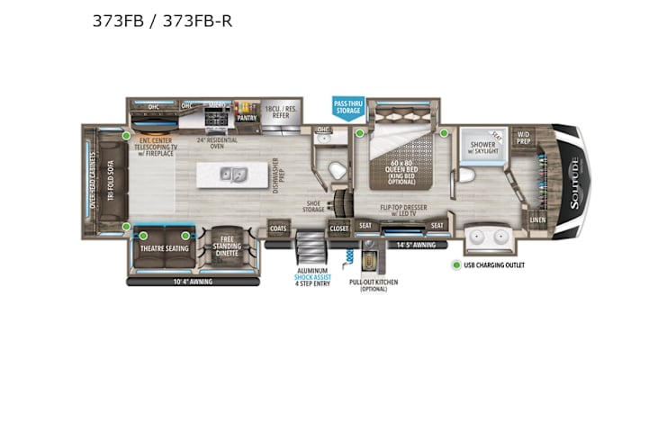 Representative floor plan provided by a trusted RVshare partner.