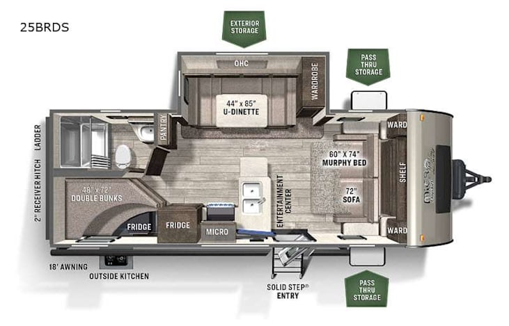 Representative floor plan provided by a trusted RVshare partner.