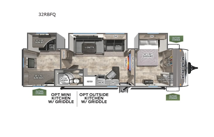Representative floor plan provided by a trusted RVshare partner.