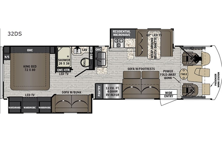 Representative floor plan provided by a trusted RVshare partner.