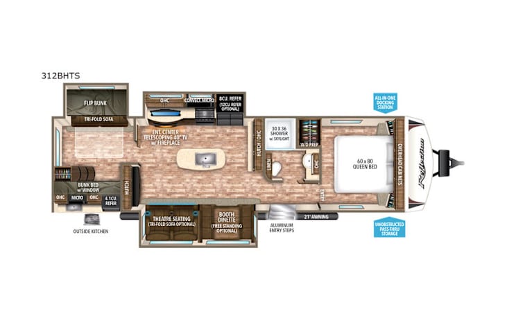 Representative floor plan provided by a trusted RVshare partner.
