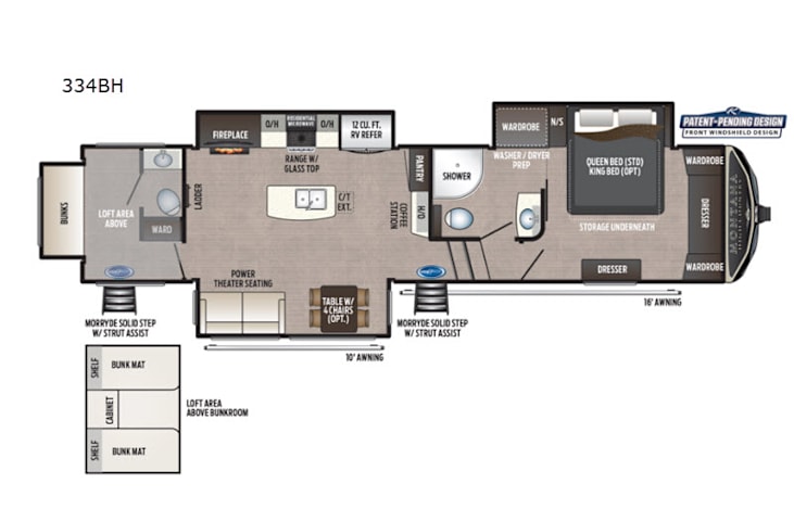 Representative floor plan provided by a trusted RVshare partner.