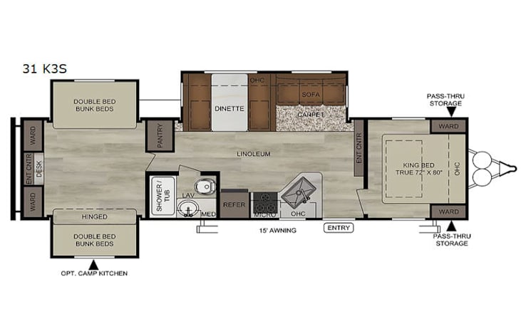 Representative floor plan provided by a trusted RVshare partner.