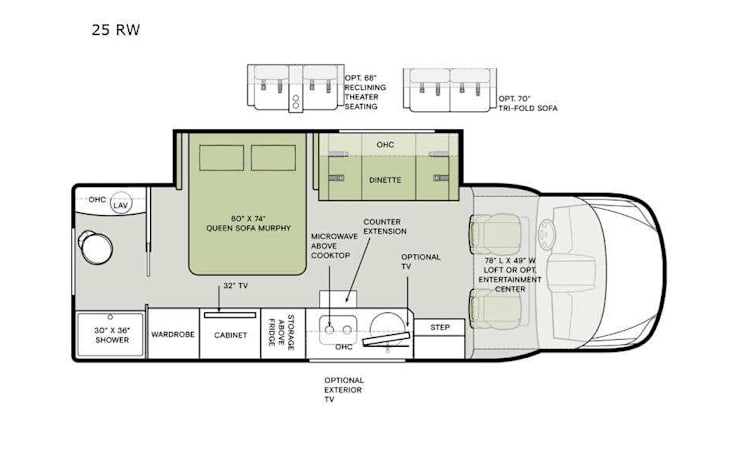 Representative floor plan provided by a trusted RVshare partner.
