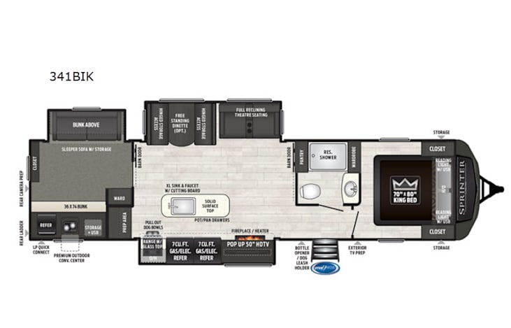 Representative floor plan provided by a trusted RVshare partner.