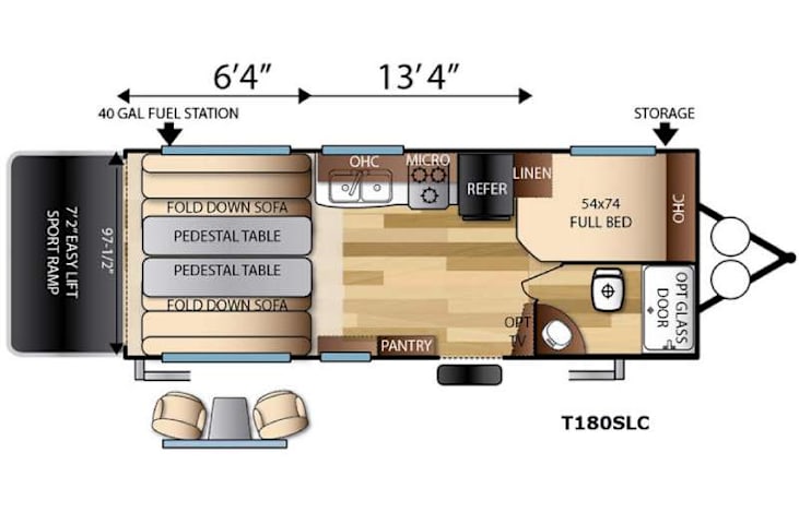 Representative floor plan provided by a trusted RVshare partner.