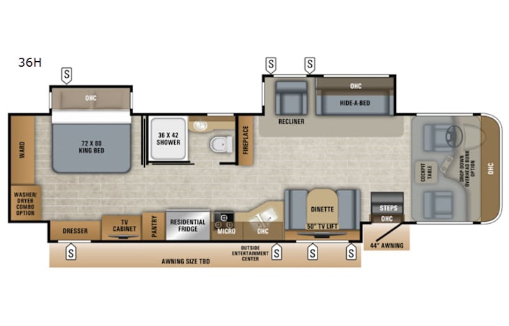 Representative floor plan provided by a trusted RVshare partner.