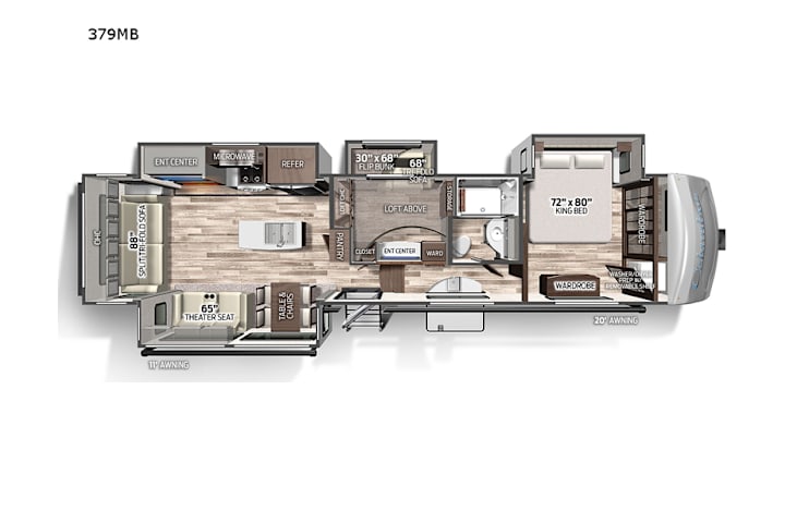 Representative floor plan provided by a trusted RVshare partner.