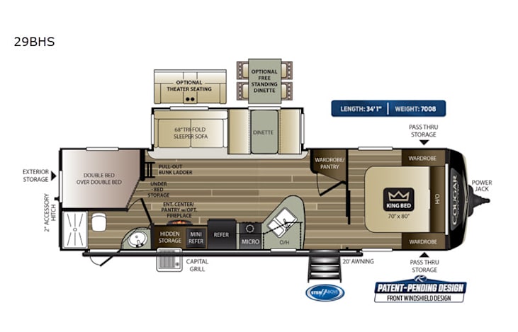 Representative floor plan provided by a trusted RVshare partner.
