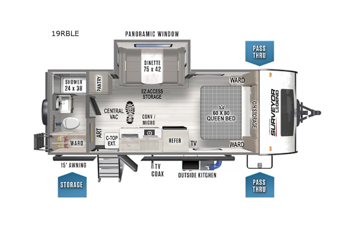 Representative floor plan provided by a trusted RVshare partner.