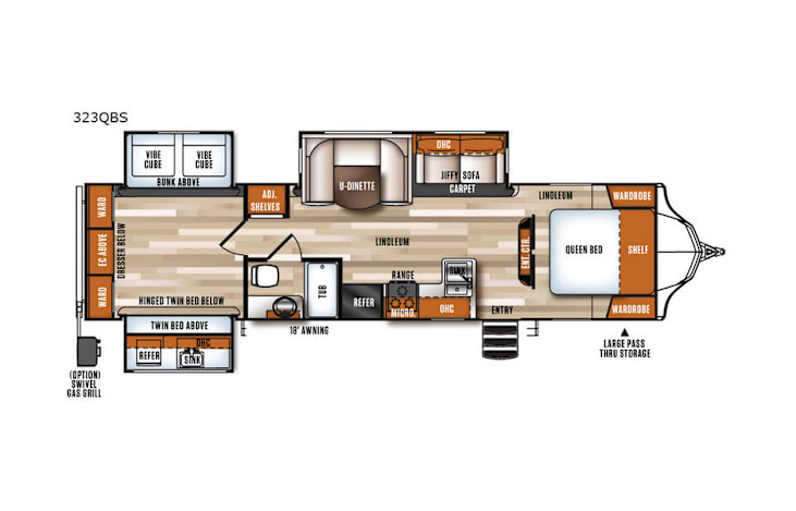 Representative floor plan provided by a trusted RVshare partner.