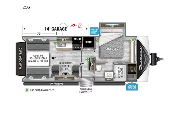 Representative floor plan provided by a trusted RVshare partner.