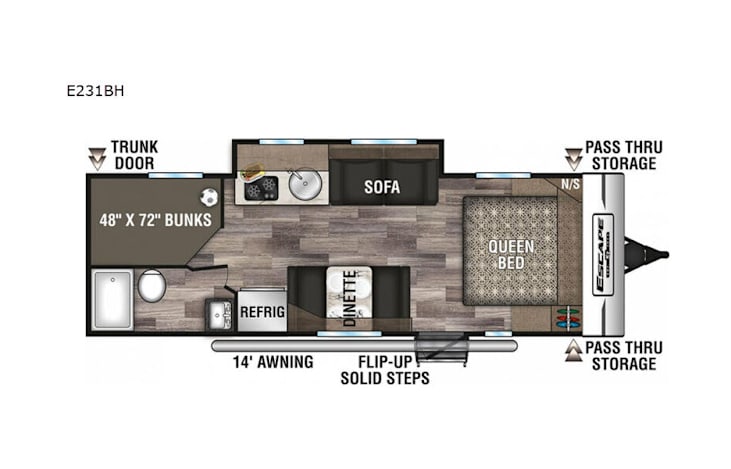 Representative floor plan provided by a trusted RVshare partner.