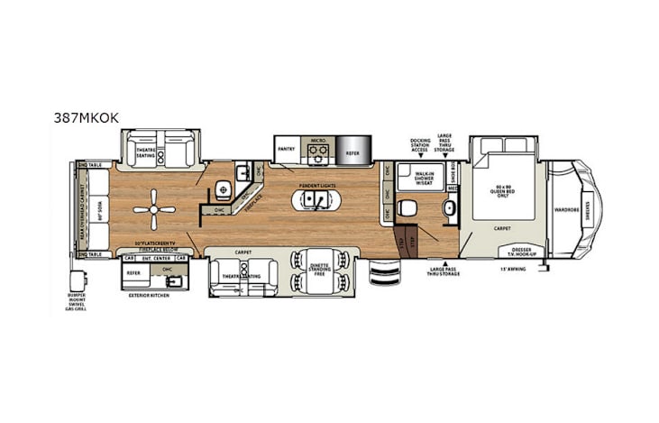 Representative floor plan provided by a trusted RVshare partner.