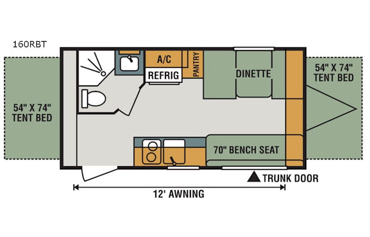 Representative floor plan provided by a trusted RVshare partner.