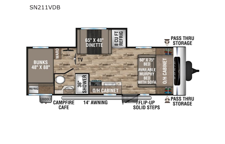 Representative floor plan provided by a trusted RVshare partner.