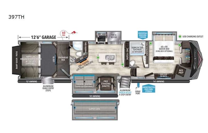Representative floor plan provided by a trusted RVshare partner.