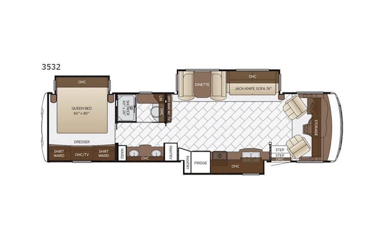 Representative floor plan provided by a trusted RVshare partner.