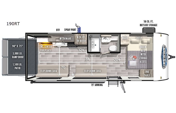 Representative floor plan provided by a trusted RVshare partner.