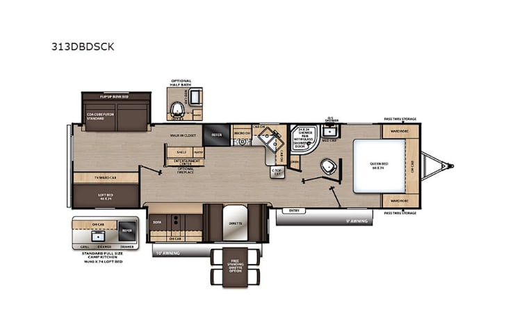 Representative floor plan provided by a trusted RVshare partner.