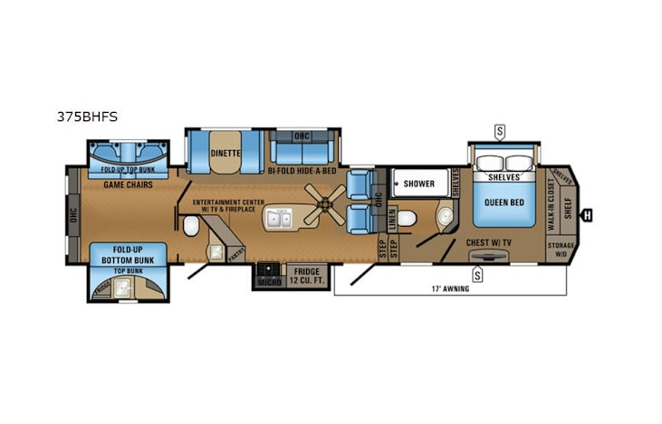 Representative floor plan provided by a trusted RVshare partner.