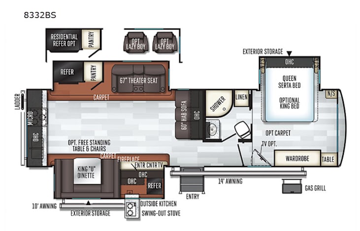 Representative floor plan provided by a trusted RVshare partner.