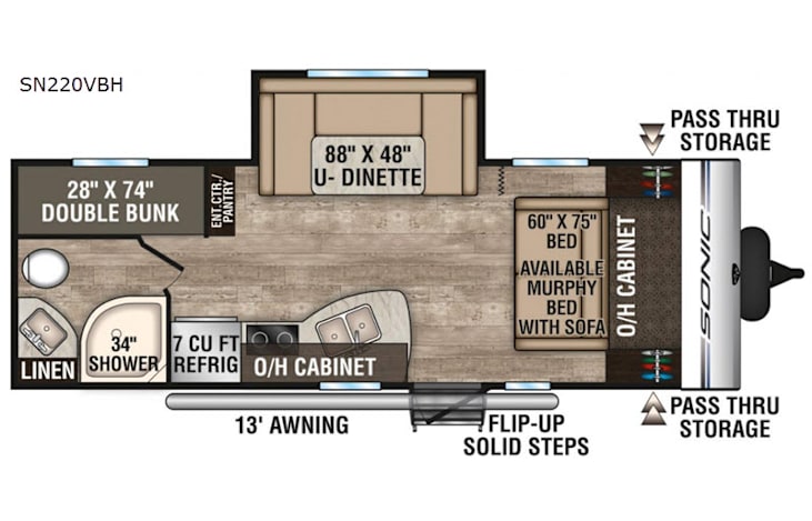 Representative floor plan provided by a trusted RVshare partner.