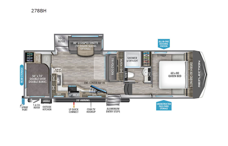 Representative floor plan provided by a trusted RVshare partner.