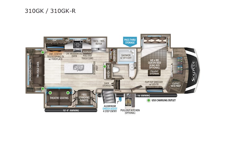 Representative floor plan provided by a trusted RVshare partner.