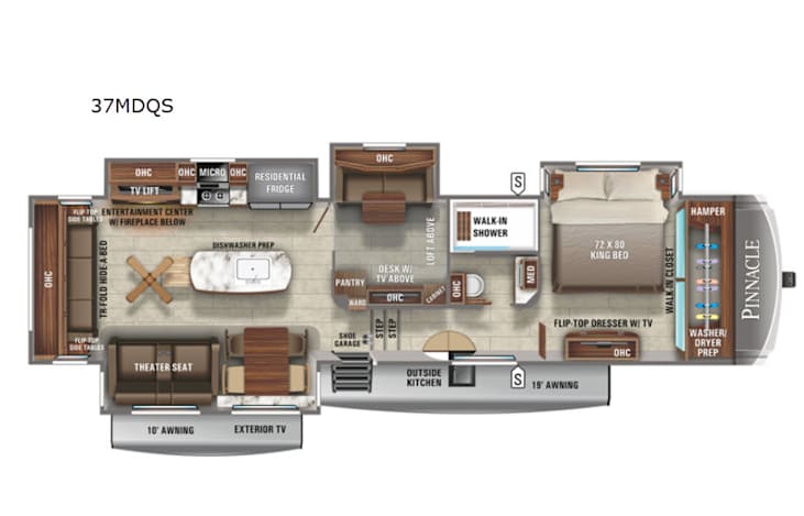 Representative floor plan provided by a trusted RVshare partner.