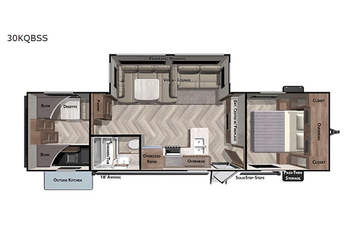 Representative floor plan provided by a trusted RVshare partner.