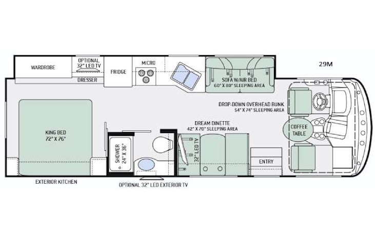 Representative floor plan provided by a trusted RVshare partner.