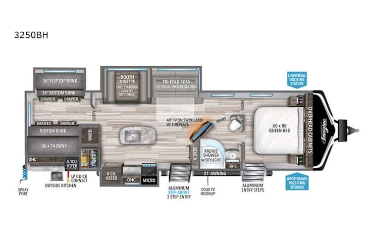 Representative floor plan provided by a trusted RVshare partner.