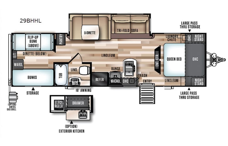 Representative floor plan provided by a trusted RVshare partner.