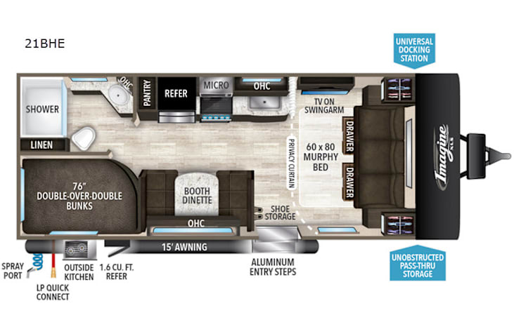 Representative floor plan provided by a trusted RVshare partner.