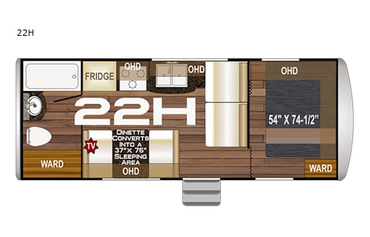 Representative floor plan provided by a trusted RVshare partner.